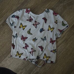 SHEIN Butterfly Print Short Sleeve Tee - Multicolor
